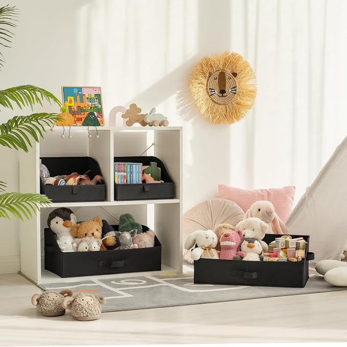 GRANNY SAYS Closet Organizer Bins, Trapezoid Storage Bin, Storage Baskets for Shelves, Collapsible Clothes Organizers and Storage, Baskets for Organizing, Black, 3-Pack