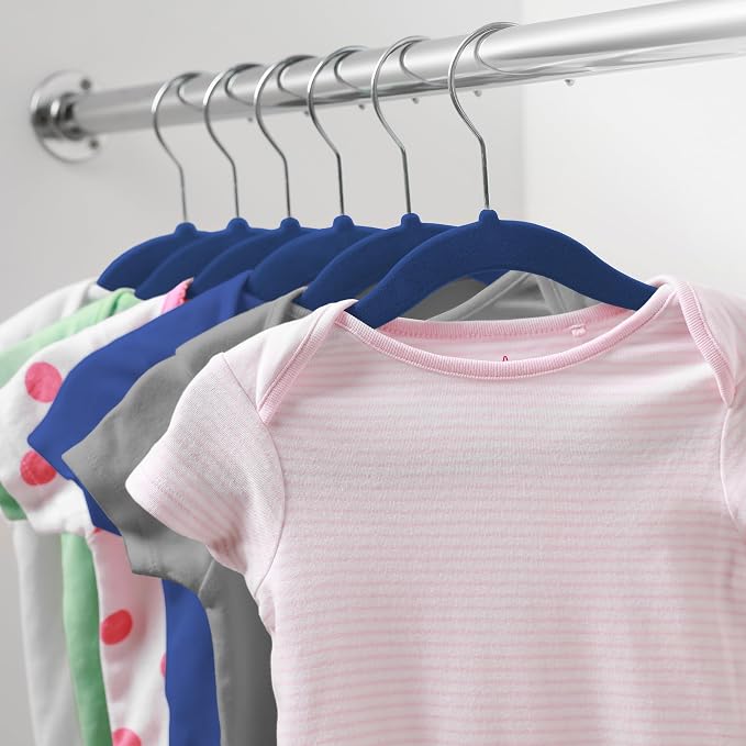 Casafield 100 Velvet Baby Hangers - 11" Size for Infant & Toddler Clothes - Royal Blue