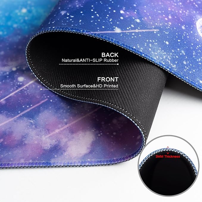 Lokigo Gaming Mouse Pad, Large Mouse Pad for Desk, Desk Mat Extended Mousepad, Cute Purple DeskPad with Non-Slip Rubber Base, Computer Mats for Desktop Home Office (31.5"x15.7", Cat)
