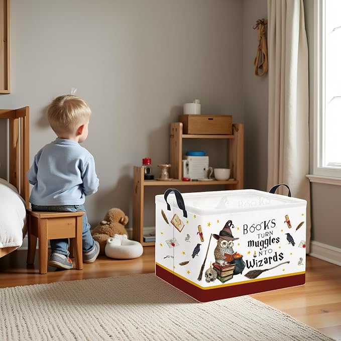 Rectangular Baby Kids Storage Basket Boys for Home Kitchen Girls Cute Toy Storage Bin Organizer Shelf Book Room Decor(Magic)