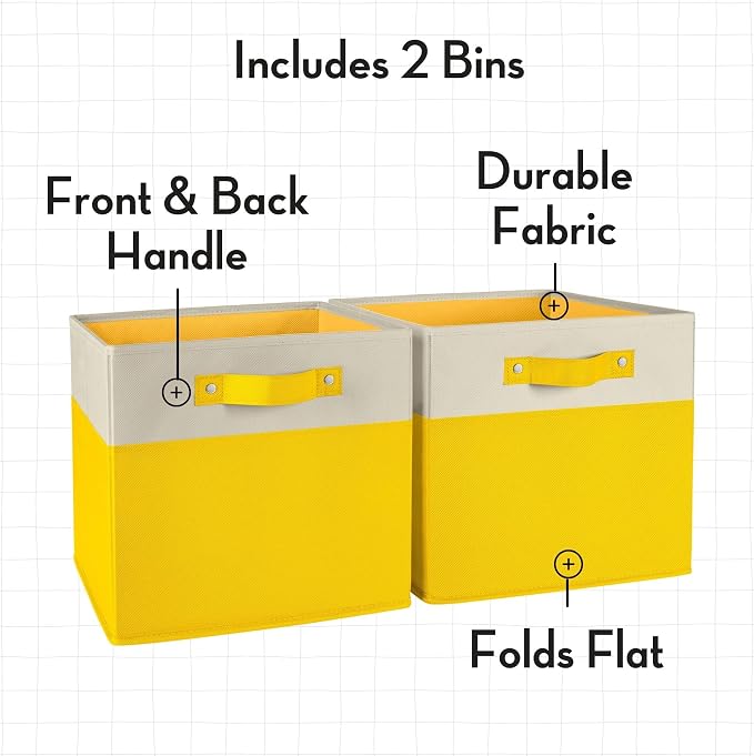 RiverRidge Kids storage bins - 10.5 Cube Storage Organizer with Handles – Yellow Two-Tone closet organizers and storage for Toys, Shoes & More - Fits RiverRidge Cabinets