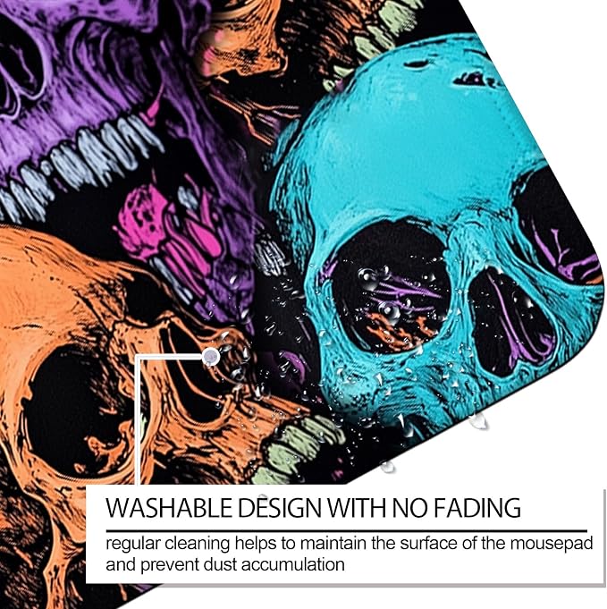 Scary Skull Gaming Desk Mat, Computer Keyboard Large Extended Cool Multi-Color Skull Mouse Pad for Office and Home, 31.5×11.8 Inches, XL