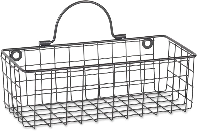 DII Farmhouse Vintage Décor, Wire Wall Basket, Assorted, Black, 2 Piece