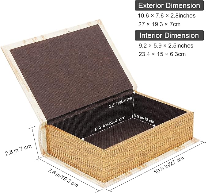 PACOLO Decorative Book Boxes, Faux Wood with Magnetic cover Storage for Hidden Jewelry, Money, and Cash (Afrikan animals)