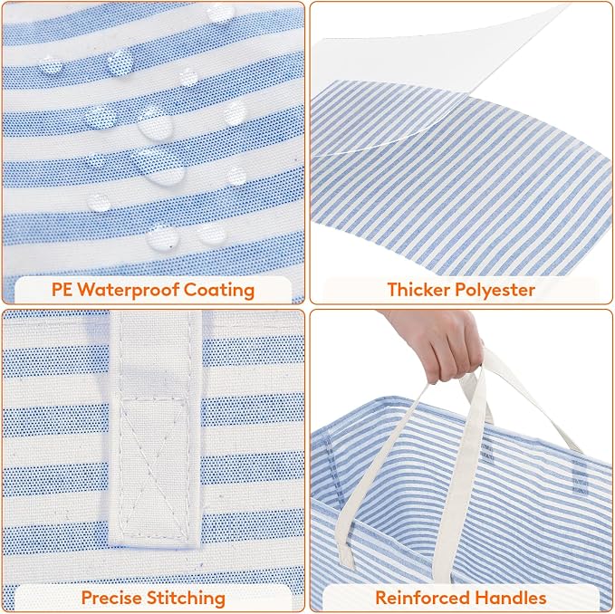 Lifewit 2 Pack Laundry Basket 100L Each, Collapsible Clothes Hamper with Reinforced Handles, Freestanding Waterproof Design for Bedroom and Laundry Room, Pink&Blue 200L Total