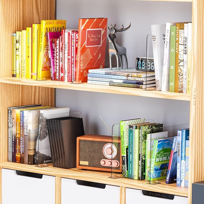 Yieach 10 Pack Acrylic Shelf Dividers for Closet Organization - Suitable for All Cupboard,Wood Shelves -Clear Closet Dividers for T Shirt,Towel,Bag,Purse Dividers,Handbag Organizer,Sweater Organizer