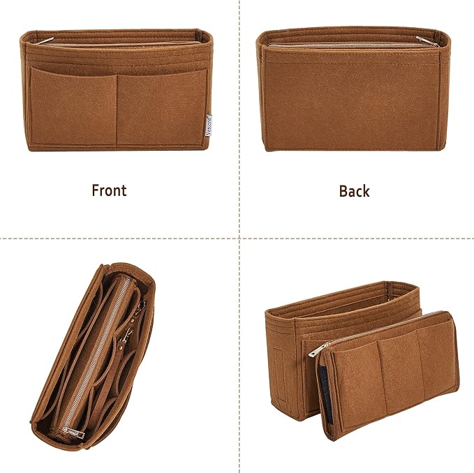 Vercord Felt Organizer Insert For Purse Handbag Tote Bag In Bag Inside Shaper Divider Neo Coffee Slender Medium