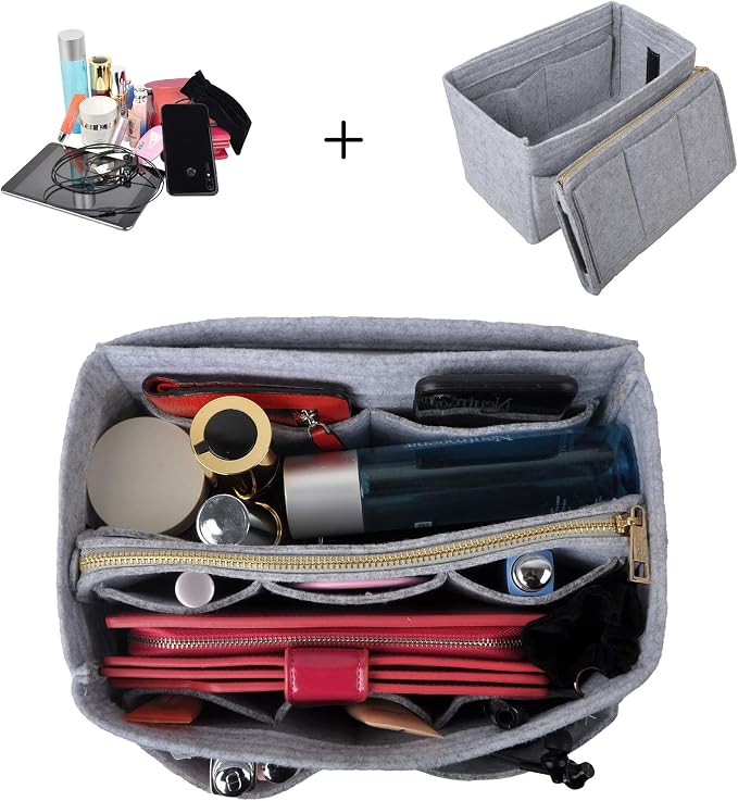 Vercord Felt Organizer Insert For Purse Handbag Tote Bag In Bag Inside Shaper Divider Neo Grey Large