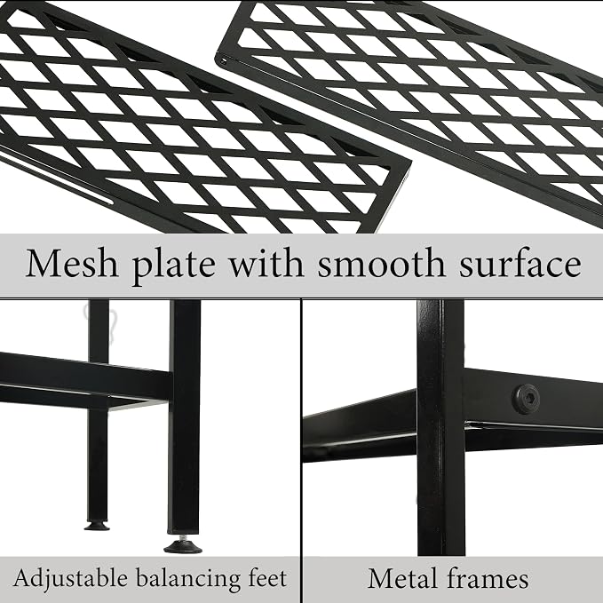 Shoe Rack, 45.6" Expandable Shoes Storage Metal Shoe Shelf Stand 2-Tier Stackable Boot Organizer for Closet, Entryway, Garage, Bedroom, Door Entrance, Black