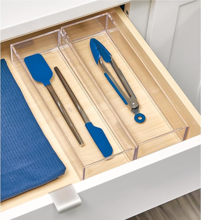 iDesign Drawer Organization, Large, Set of 2 | Kitchen and Bathroom, Silverware, Spatulas, Gadgets
