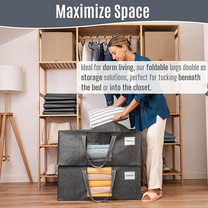 VENO 8 Pack Heavy Duty Moving Bags, Packing Bags with Clear Window, Alternative to Moving Boxes, Storage Bins for Clothes, Blankets, Comforters, College Dorm Essentials (Gray, 8 Pack)