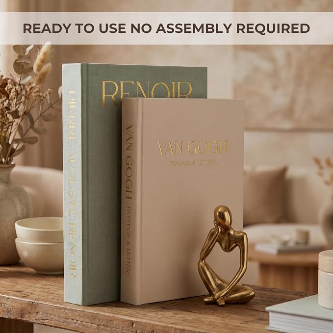 Decorative Books Set of 2 with Hidden Storage – Premium Linen Coffee Table Books, Van Gogh & Renoir Art Decor | Faux Decorative Book Storage Box for Living Room, Entryway & Home Decor
