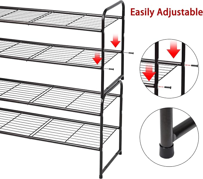SUFAUY 2 Tier Shoe Rack, Closet Metal Shoe Rack Organizer Heavy Duty, Stackable, Bronze