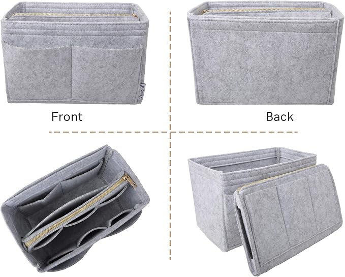 Vercord Felt Organizer Insert For Purse Handbag Tote Bag In Bag Inside Shaper Divider Neo Grey Small