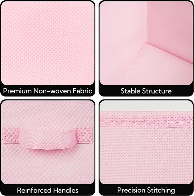 Cupic Cupid 13x13 Storage Cubes, 6 Pack Open Storage Bins with Handles, Storage Cube Organizer for Clothes and Toys, Collapsible Cube Bins for Closet, Shelves, Offices, Pink