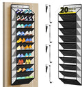 PAULONE 10-Pocket Multi-Use Over the Door Organizer, Heavy Duty 95lbs Capacity with Breathable Mesh, Versatile Hanging Storage for Shoes, Toys, Office Supplies-Classic (Piano Gloss Black, 10-Shelf,)