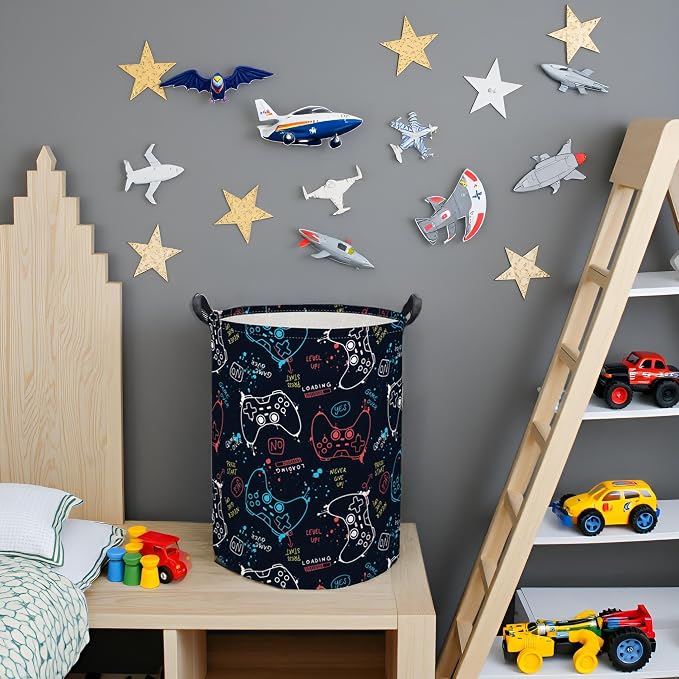 Game Laundry Basket Boys Kids Baby Laundry Hamper Dirty Clothes Organizer Toy Storage Bin Nursery Hamper for Bedroom Room Decor(Game)