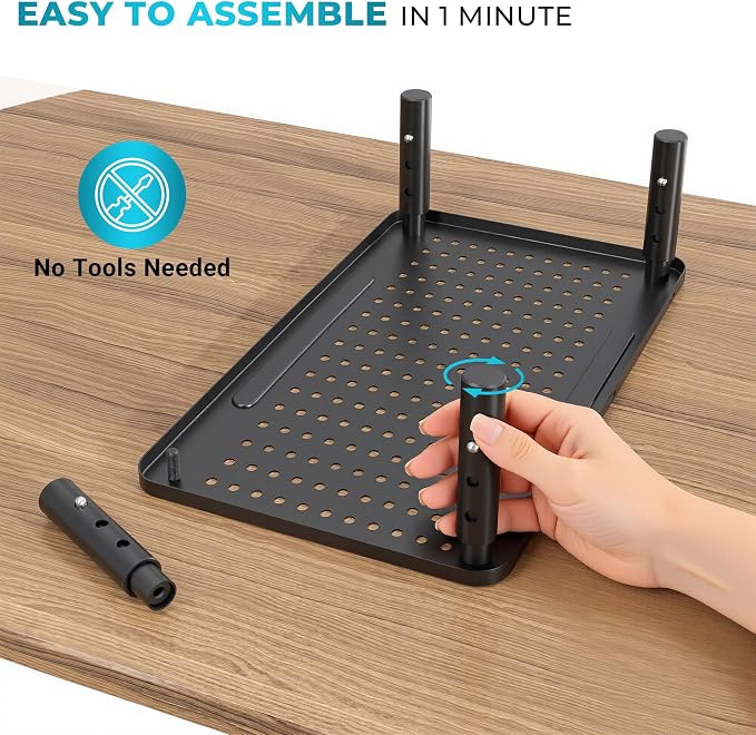 BONTEC 1 Pack 3 Height Adjustable Monitor Stand Riser with Pen Holder, Ergonomic Metal Laptop Stand with Cable Management, Desktop Stand for Computer, Printer (Black, 14.3” x 9.1”)
