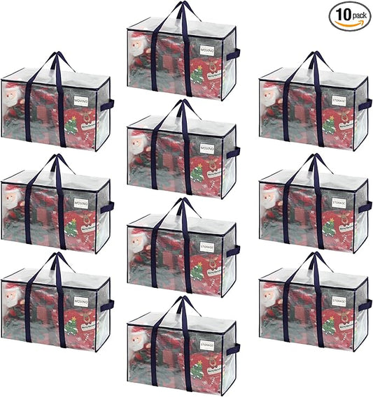 VENO 10 Pack Heavy Duty Moving Bags, Extra Large Storage Bags with Reinforced Handles & Strong Zippers, Foldable & Reusable Moving Box Alternative for Clothes & Dorm Storage
