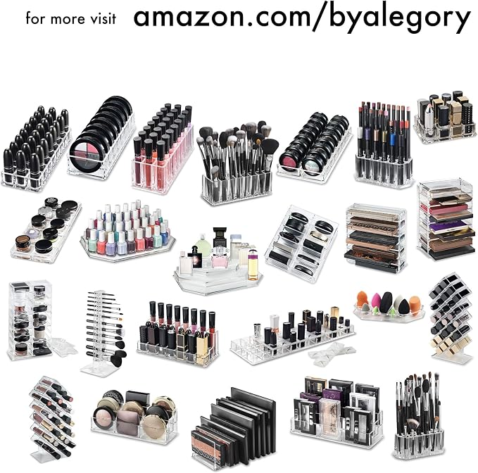 (Set Of 2) Acrylic Makeup Brush Organizer 24 Space Storage w/Deep Slots For Cosmetic Beauty Brushes Refillable Container - Clear