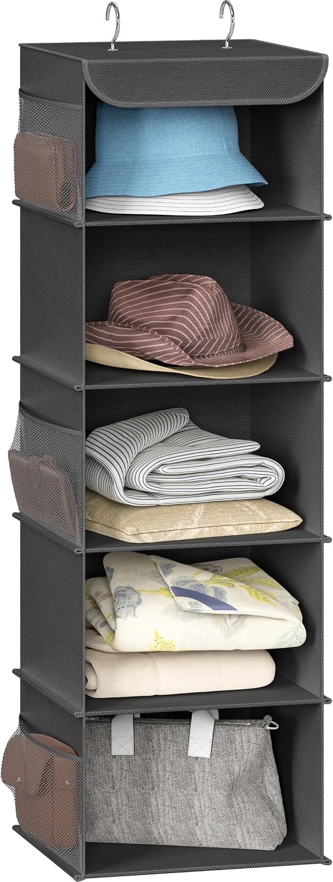 Simple Houseware 5 Shelf Hanging Closet Organizer, Dark Gray