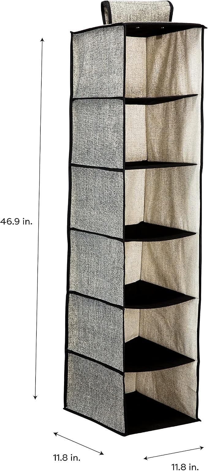 Simplify 6 Shelf Closet Organizer, Space Saver, Sweater and Clothing Shelves, in Black