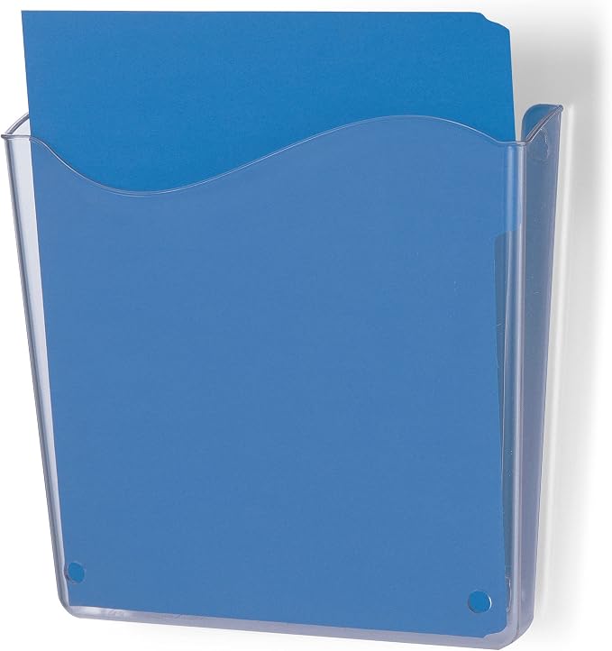 Officemate Vertical Wall File, Letter Size, Durable Unbreakable Plastic Organizer, Mountable Wall or Partition File Holder, Clear (21674)