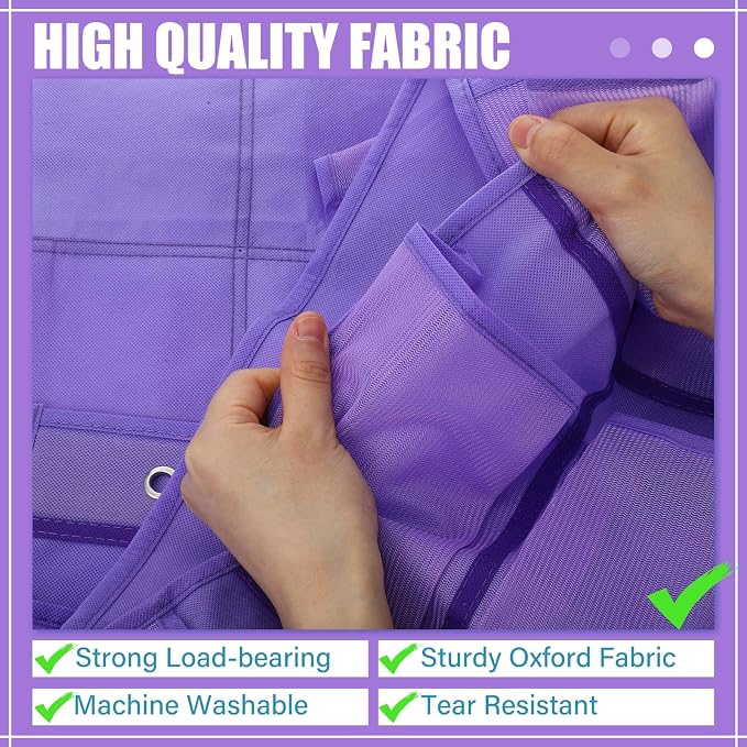 Windyun 40 Large over the Door Hanging Shoe Organizer Purple Mesh Pockets Shoe Rack for Closet Behind Door Hanger Storage Holder Nonslip for Cruise Essentials, Dorm Room Storage, Utility Room