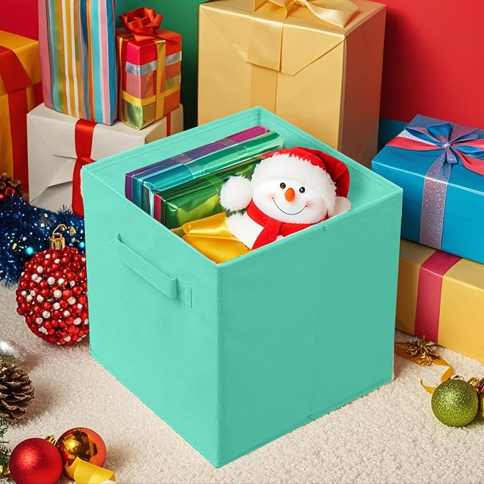 ShellKingdom Storage Bins, Foldable Fabric Storage Cubes and Cloth Storage Organizer Drawer for Closet and Toys Storage, 2 Pack (Mint Green)