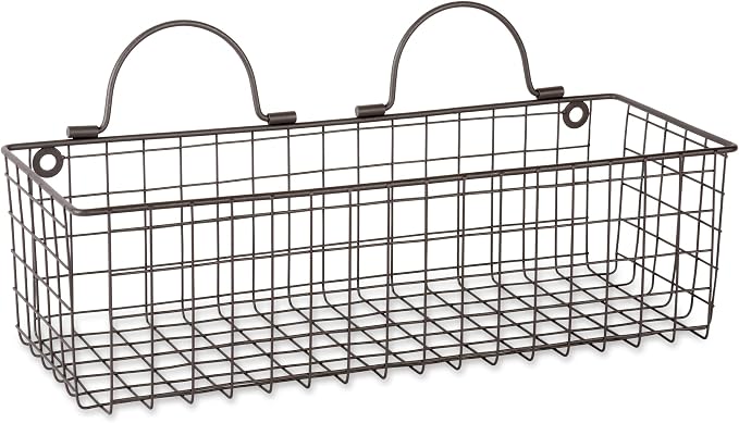 DII Farmhouse Vintage Décor, Wire Wall Basket, Medium, Bronze, 2 Piece