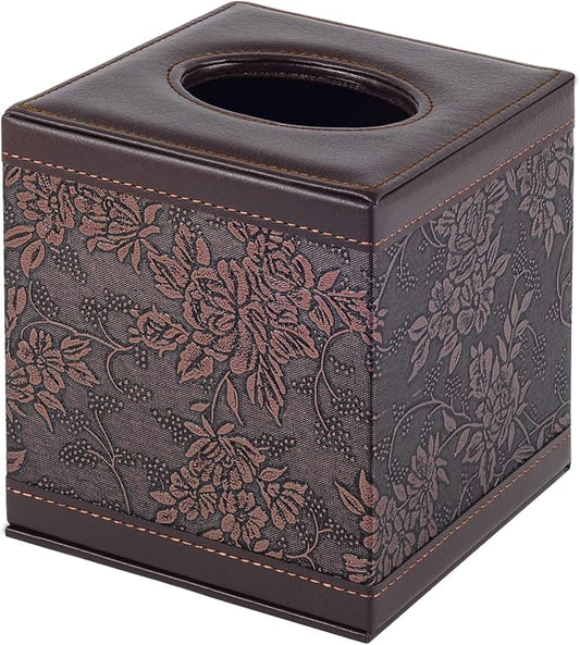 Tissue Box Cover Square,Modern Leather Tissue Box Holder for Napkin Facial Paper Organizer Bottom with Magnet Reinforcement for Home/Hotel/Restaurant/Office/car/Living Room(Retro)