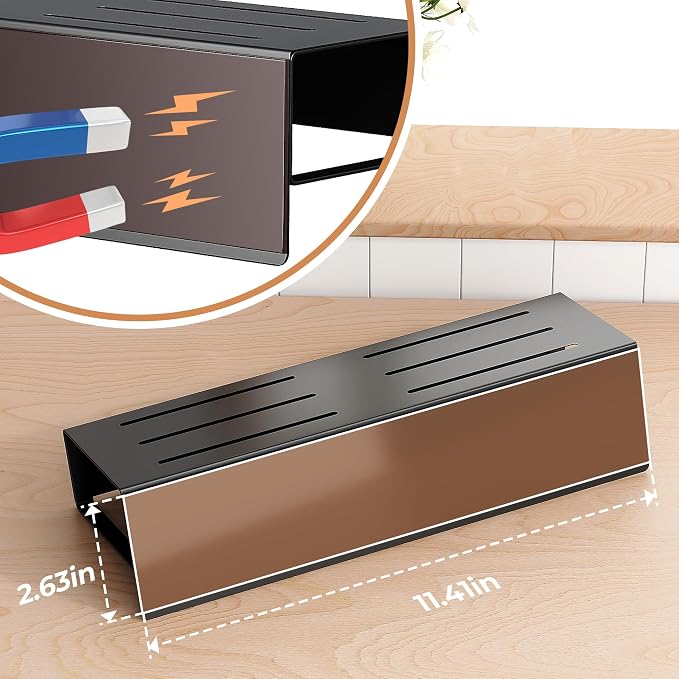 Vetacsion 4 Pack Moveable Fridge Magnetic Spice Racks,Metal Black