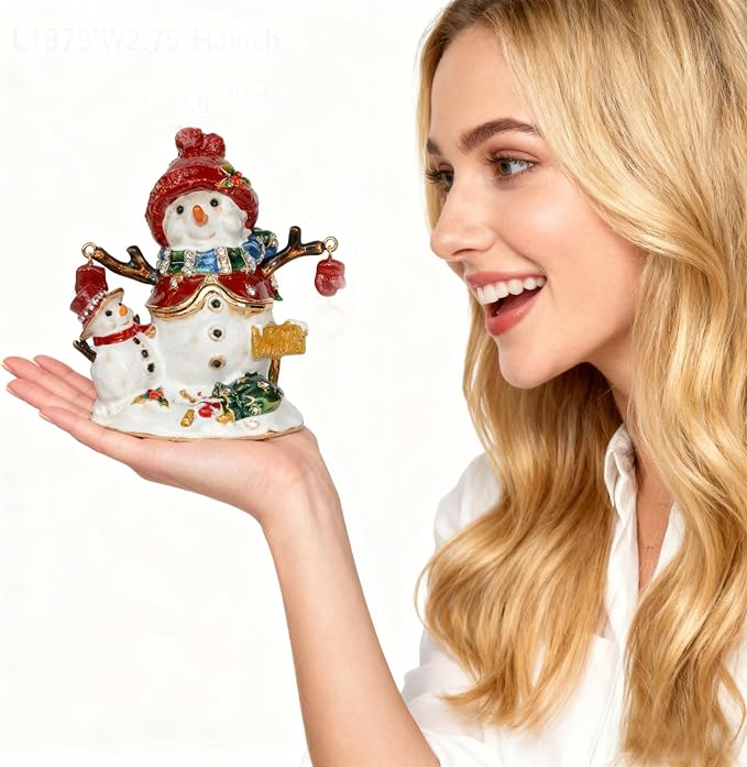 Christmas Ornament Trinket Box Jewelry Box Hand Painted Decorative Box with Hinged Lid Ring Earring Holder Holiday Figurine Collectible
