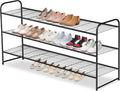 AOODA Long 3 Tier Metal Shoe Rack for Closet Wide Stackable Shoe Storage Organizer for Entryway, Bedroom, Floor, 24-Pairs Men Sneakers Shoe Shelf with Wire Grid, Black