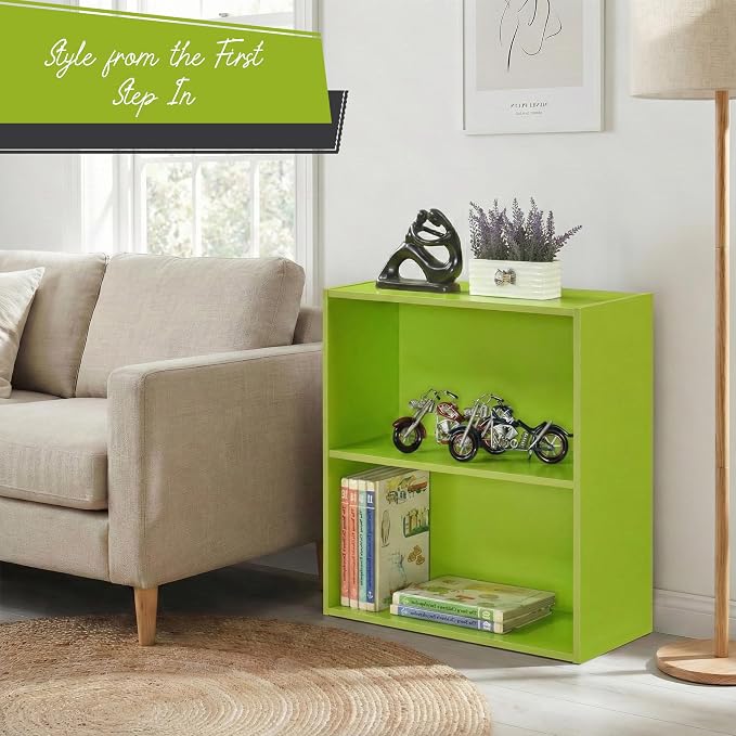 KB Designs - Tony 2-Tier Modern Bookcase with Open Storage Shelves for Kids’ Rooms, Playrooms, or Home Offices – Compact Colorful Bookshelf Organizer