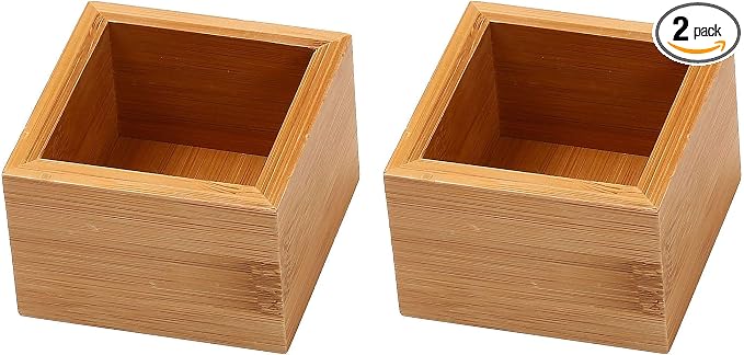 YBM HOME Bamboo Drawer Organizer Storage Box for Kitchen Drawer, Junk Drawer, Office, Bedroom, Children Room, Craft, Sewing, and Bathroom, 2 Pack 3x3x2 inch