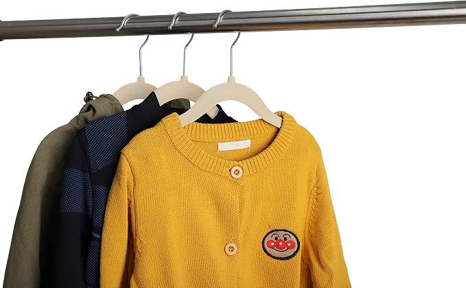 Finnhomy Non-Slip Clothes Hangers for Baby and Kids 20-Pack Velvet Hangers with Movable Clips, Heavy-Duty and Space-Saving for Pants,Skirts, Coat, Beige