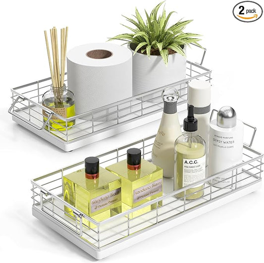 Toilet Paper Basket, 2PCS 13 Inch Bathroom Tank Tray Top of Toilet Storage Toiletries Organizer for Bathroom, Living Room and Kitchen