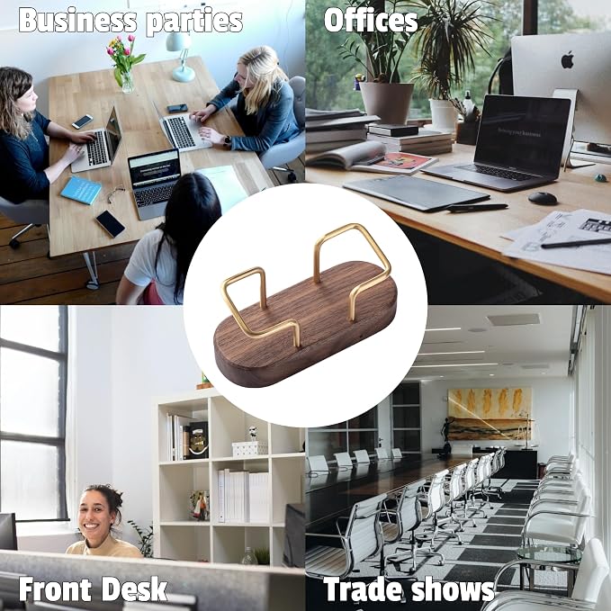 muso wood Business Card Holder for Desk, Wooden Creative Business Card Display for Desk, Wood Business Card Stand for Office, Tabletop (Walnut 1pack)