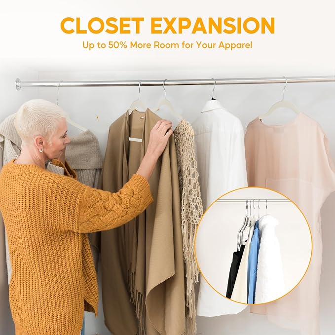 HealSmart Heavy Duty Velvet Hangers 50 Pack, Non-Slip Clothes Hangers with Shoulder Notches, 360° Swivel Hooks, Coat Suit Hangers for Closet Space Saving, White