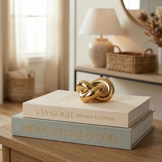 Decorative Books Set of 2 with Hidden Storage – Premium Linen Coffee Table Books, Van Gogh & Renoir Art Decor | Faux Decorative Book Storage Box for Living Room, Entryway & Home Decor