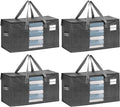VENO 4 Pack Heavy Duty Moving Bags, Clothes and Comforter Storage Bags with Clear Window, College Dorm Essentials Packing Supplies, Foldable Boxes Alternative (Gray, 4 Pack)