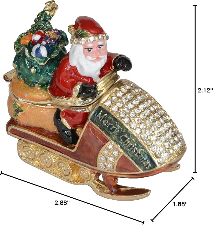 Christmas Ornament Trinket Box Jewelry Box Hand Painted Decorative Box with Hinged Lid Ring Earring Holder Holiday Figurine Collectible