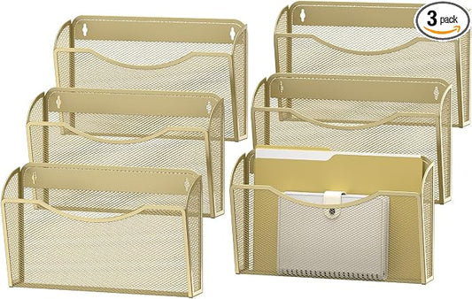 MINDEPOT Wall File Organizer,Hanging Wall Mounted File Folder Binder Holder Mail Organizer for Office,Home and School Supplies