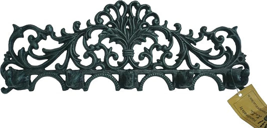 Lulu Decor, Cast Iron Fleur De Lis Curly Key Hook (Green)