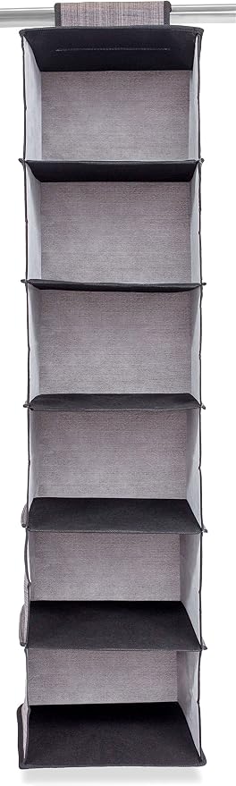 Internet's Best Hanging Closet Organizer - 6 Shelf - Clothing Sweaters Shoes Accessories Storage - Grey