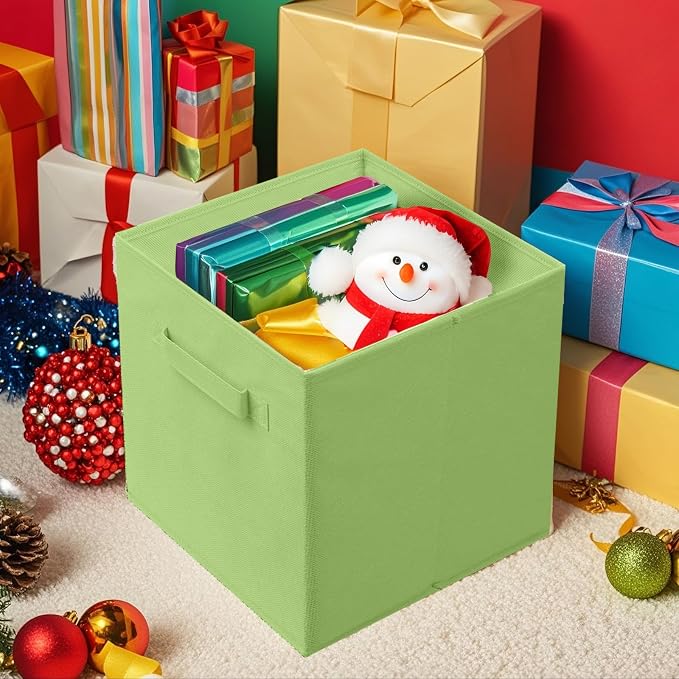 ShellKingdom Storage Bins, Foldable Fabric Storage Cube And Cloth Organizer | Storage Drawer For Closet And Toys, 13 X 13 X 13 INCH, 2 Pack (Green)