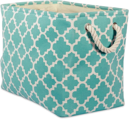 DII Polyester Container with Handles, Lattice Storage Bin, Medium, Aqua