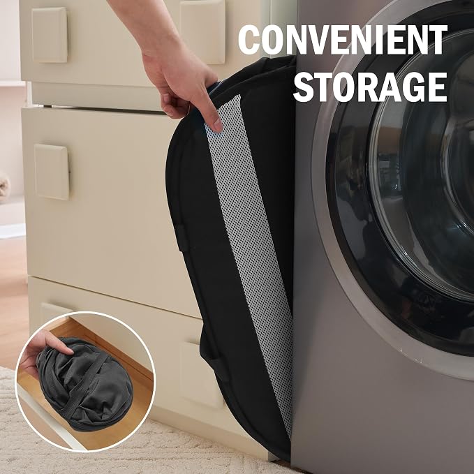 Collapsible Laundry Baskets, Foldable Tear Proof Pop Up Hamper with Reinforced Carry Handles, Durable Laundry Hamper for Home, Laundry, Bathroom, Dorm or Travel (Black)