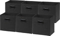 Simple Houseware Foldable Cube Storage Bins with Handles, 11-Inch, Black, 6-Pack, Fabric Cubes Organizer for Closet or Shelves